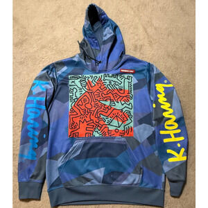 Keith Haring x Members Only Hoodie Mens Graffiti Art 2 Sided Size M